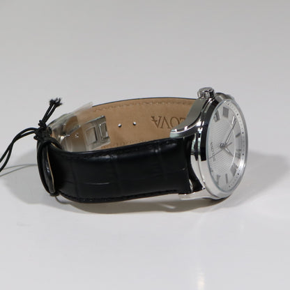 Bulova Classic Wilton Silver Dial Black Leather Strap Men's Watch 96B388