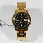 Seiko 5 Men's Automatic Gold Tone Stainless Steel Black Dial Watch SNKK22J1