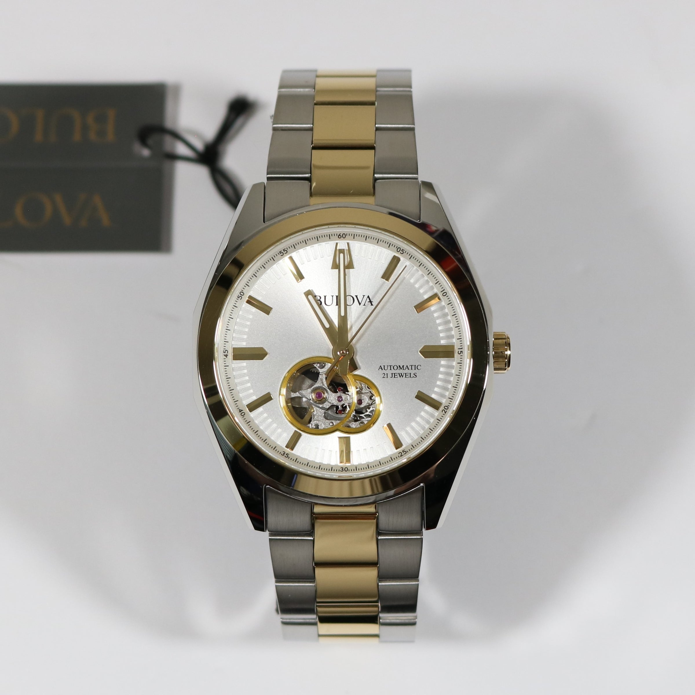Bulova Surveyor Two Tone Stainless Steel Automatic Men s Watch 98A284 Chronobuy