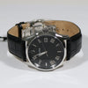 Bulova Wilton Black Dial Black Leather Strap Stainless Steel Watch 96B390