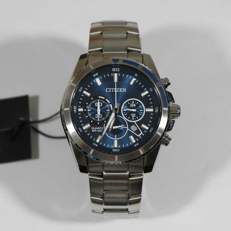 Citizen Quartz Stainless Steel Blue Dial Chronograph Men's Watch AN8201-57L