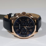 Bulova Classic Rose Gold Tone Blue Dial Men's Chronograph Watch 97B170
