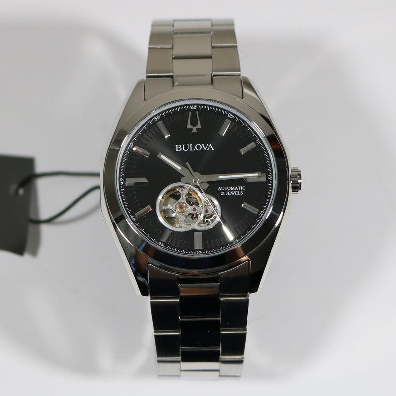Bulova Surveyor Stainless Steel Black Dial Automatic Men's Watch 96A270
