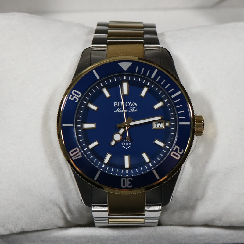 Bulova Two Tone Blue Dial Quartz Men's Stainless Steel Watch 98B334