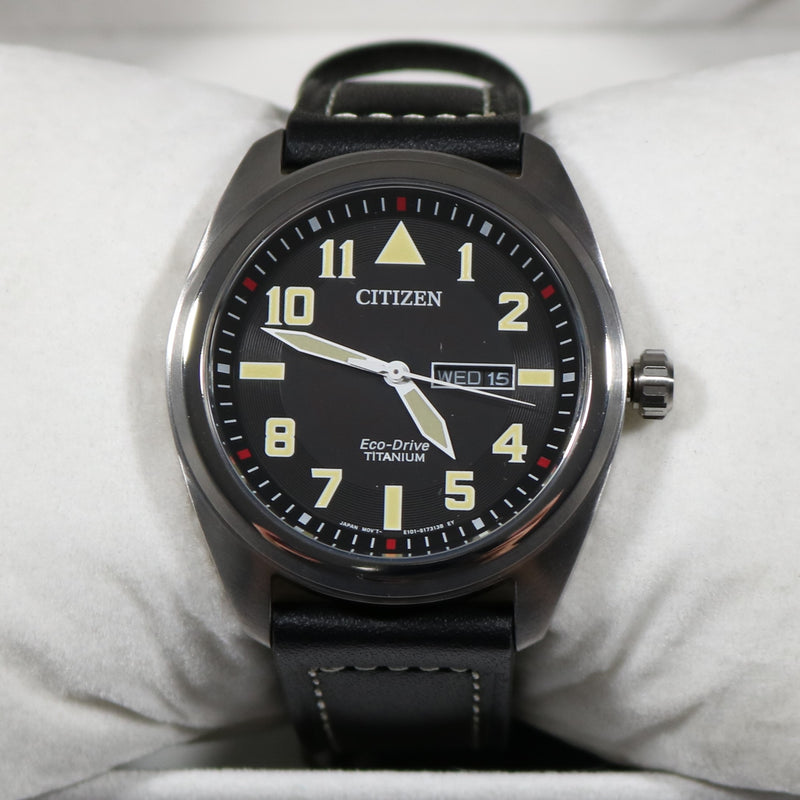 Citizen Eco-Drive Super Titanium Black Dial Garrison Men's Watch BM8560-29EE