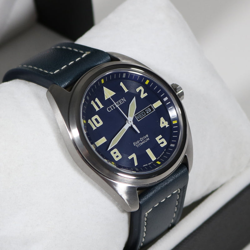 Citizen Eco-Drive Super Titanium Blue Dial Garrison Men