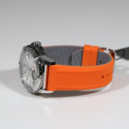 Bulova Marine Star Silver Dial Orange Rubber Strap Men's Watch 98A226