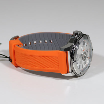 Bulova Marine Star Silver Dial Orange Rubber Strap Men's Watch 98A226