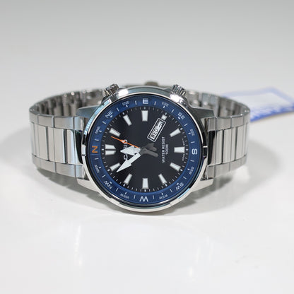 Casio Sports Blue Bezel Black Dial Stainless Steel Watch MTD-130D-1A2VDF
