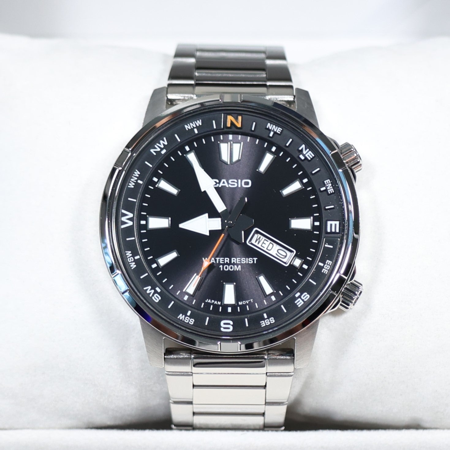 Casio Sports Blue Bezel Black Dial Stainless Steel Watch MTD-130D-1A4VDF