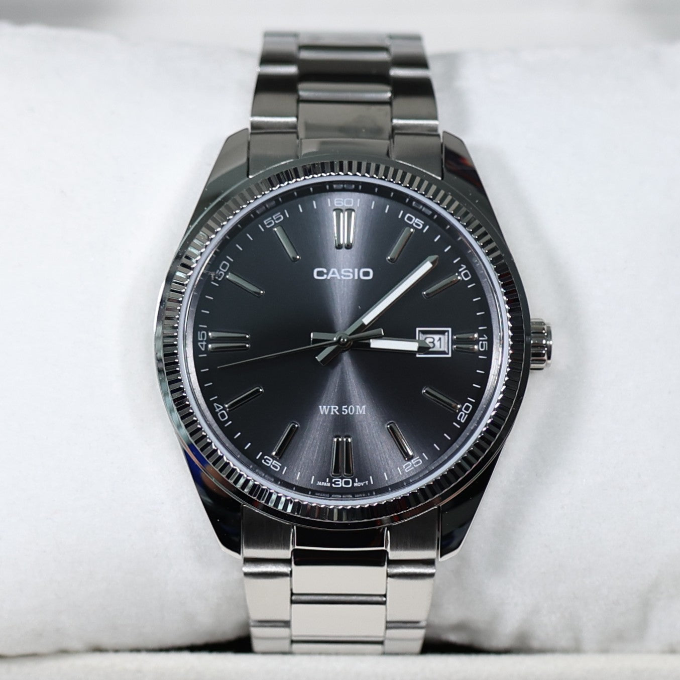 Casio Men's Vintage Gray Dial Stainless Steel Watch MTP-1302PD-1A1VEF - Chronobuy