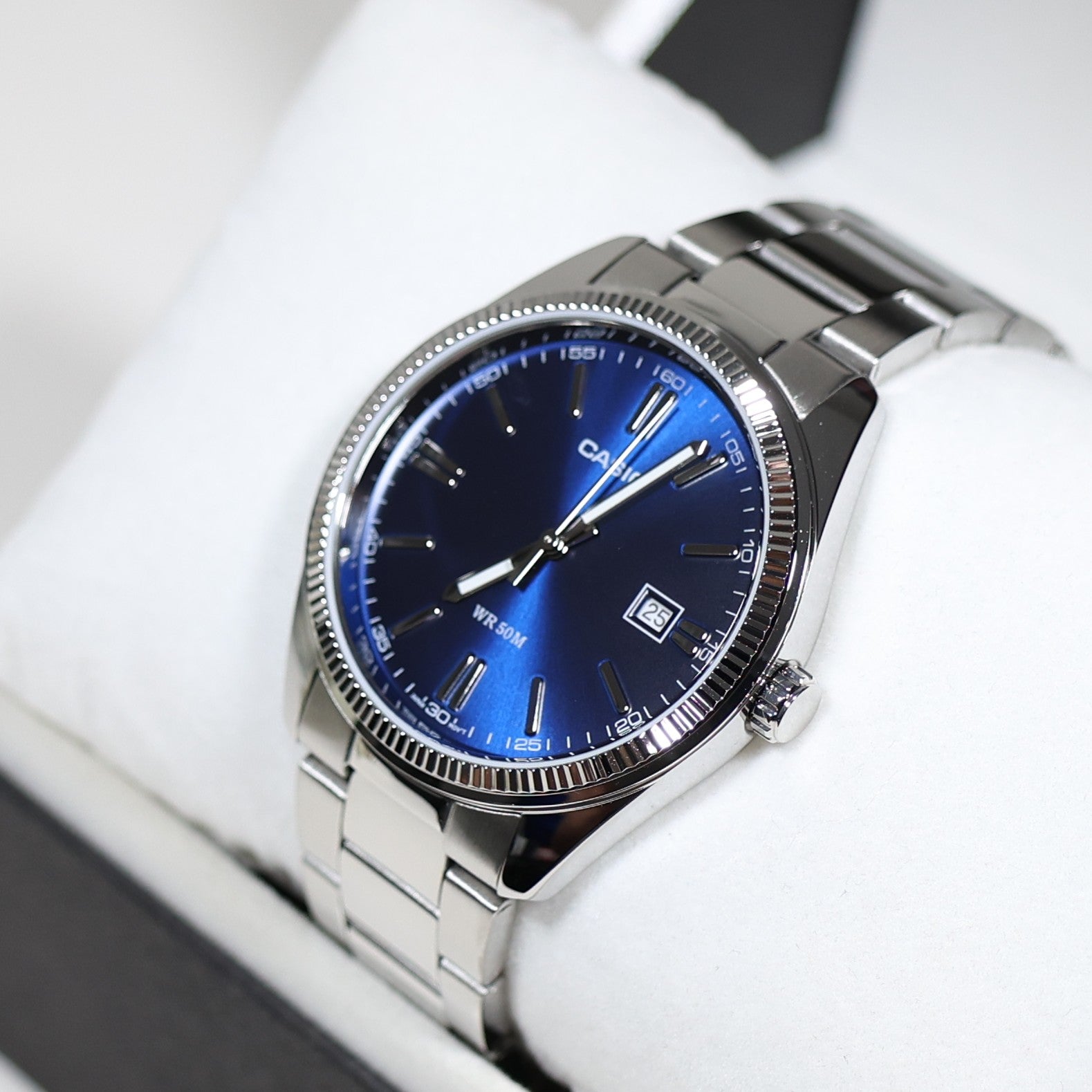 Casio Men's Vintage Blue Dial Stainless Steel Watch MTP-1302PD