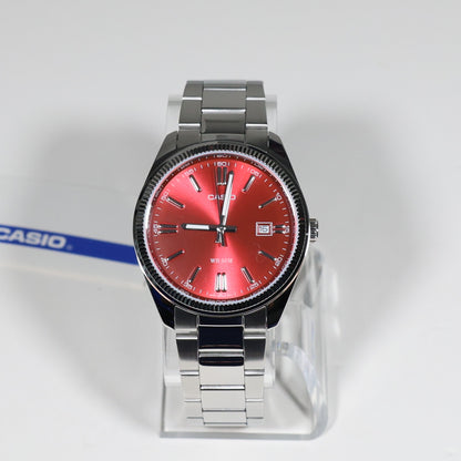 Casio Men's Vintage Red Dial Stainless Steel Watch MTP-1302PD-4AVEF