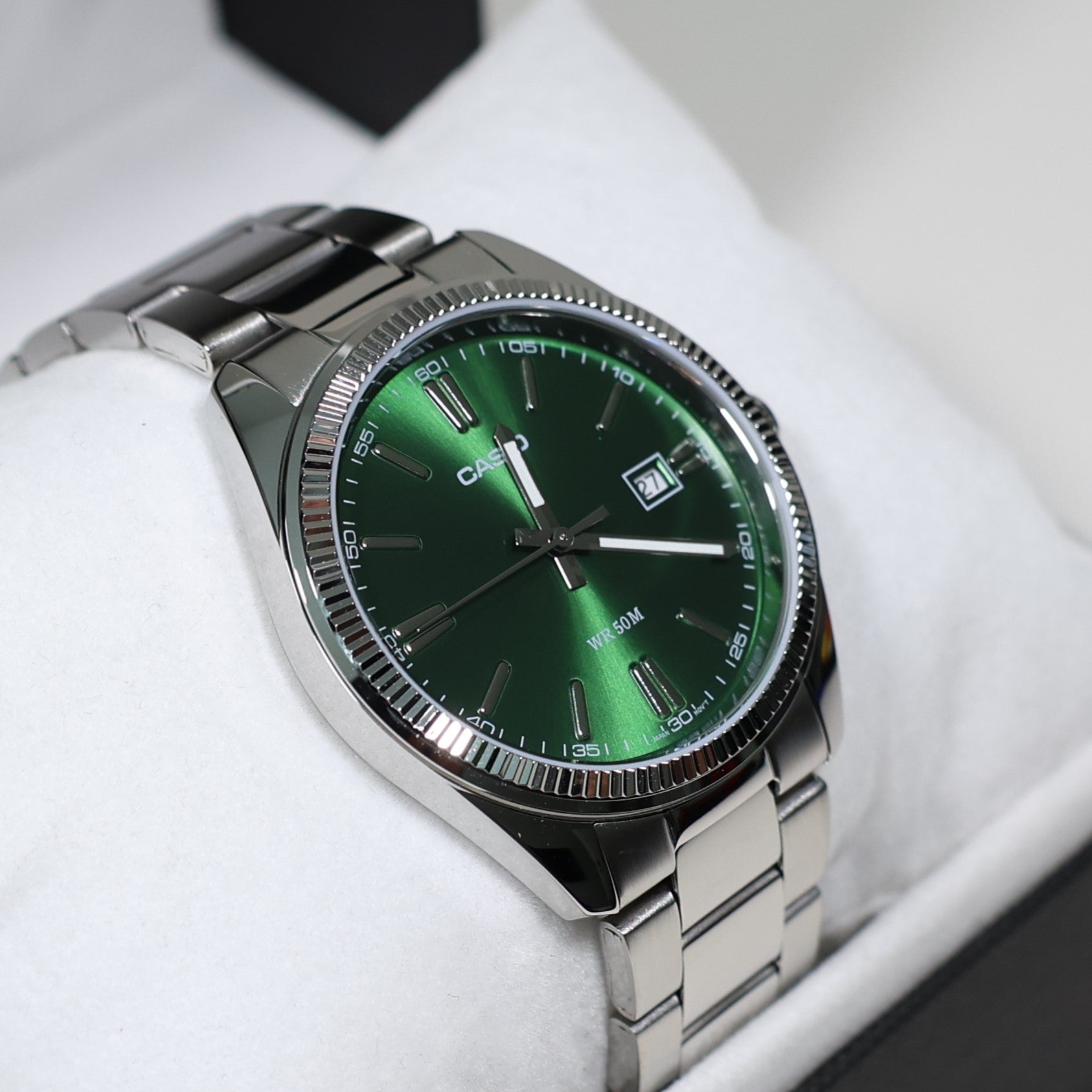Casio Men's Vintage Green Dial Stainless Steel Watch MTP-1302PD-3AVEF
