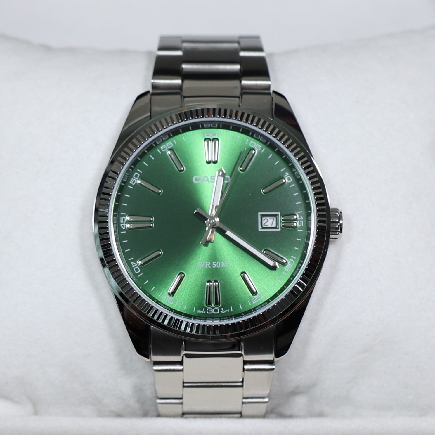 Casio Men's Vintage Green Dial Stainless Steel Watch MTP-1302PD-3AVEF