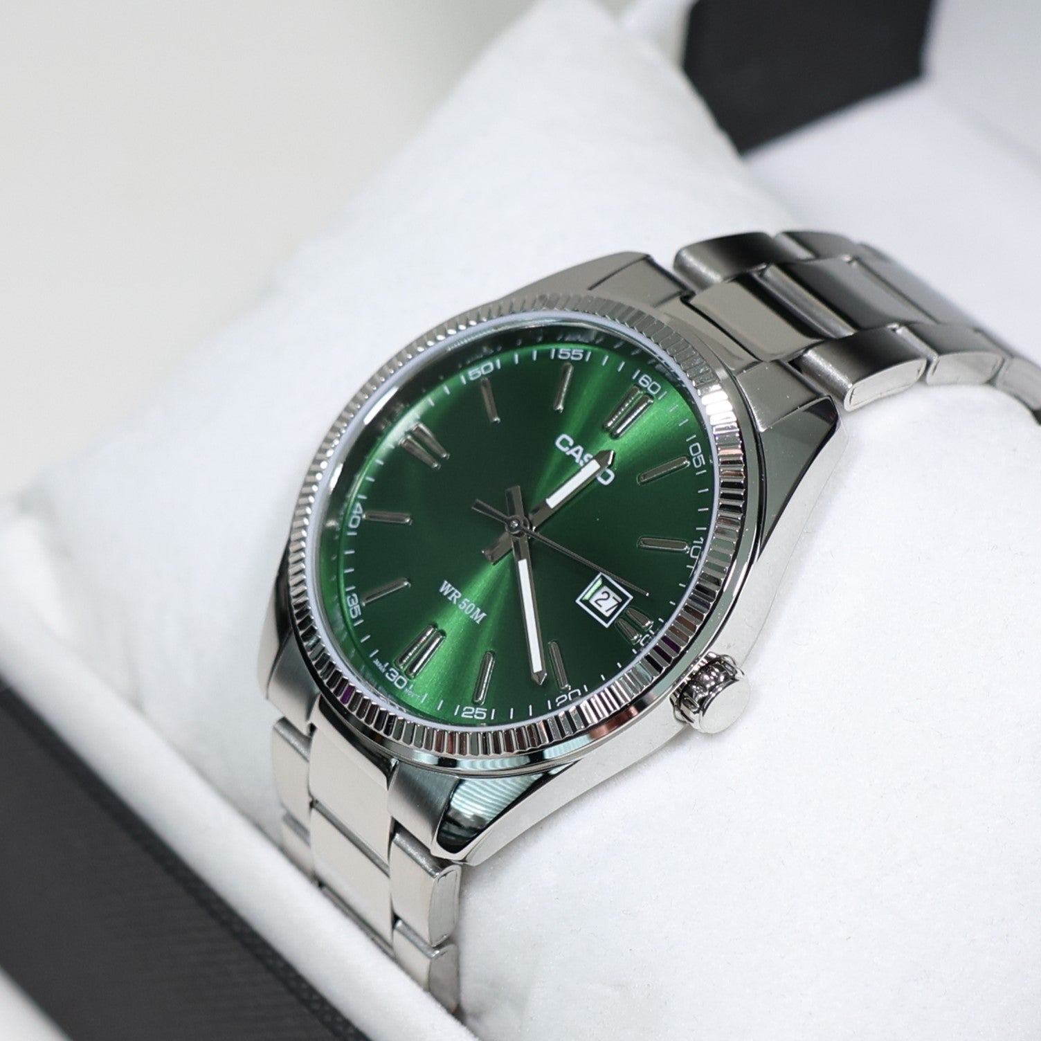 Casio Men's Vintage Green Dial Stainless Steel Watch MTP-1302PD-3AVEF