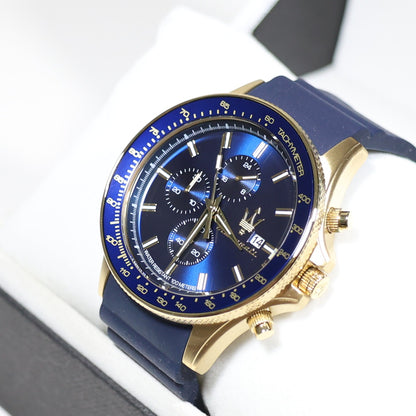 Maserati Sfida Blue Dial Gold Tone Men's Chronograph Watch R8871640004