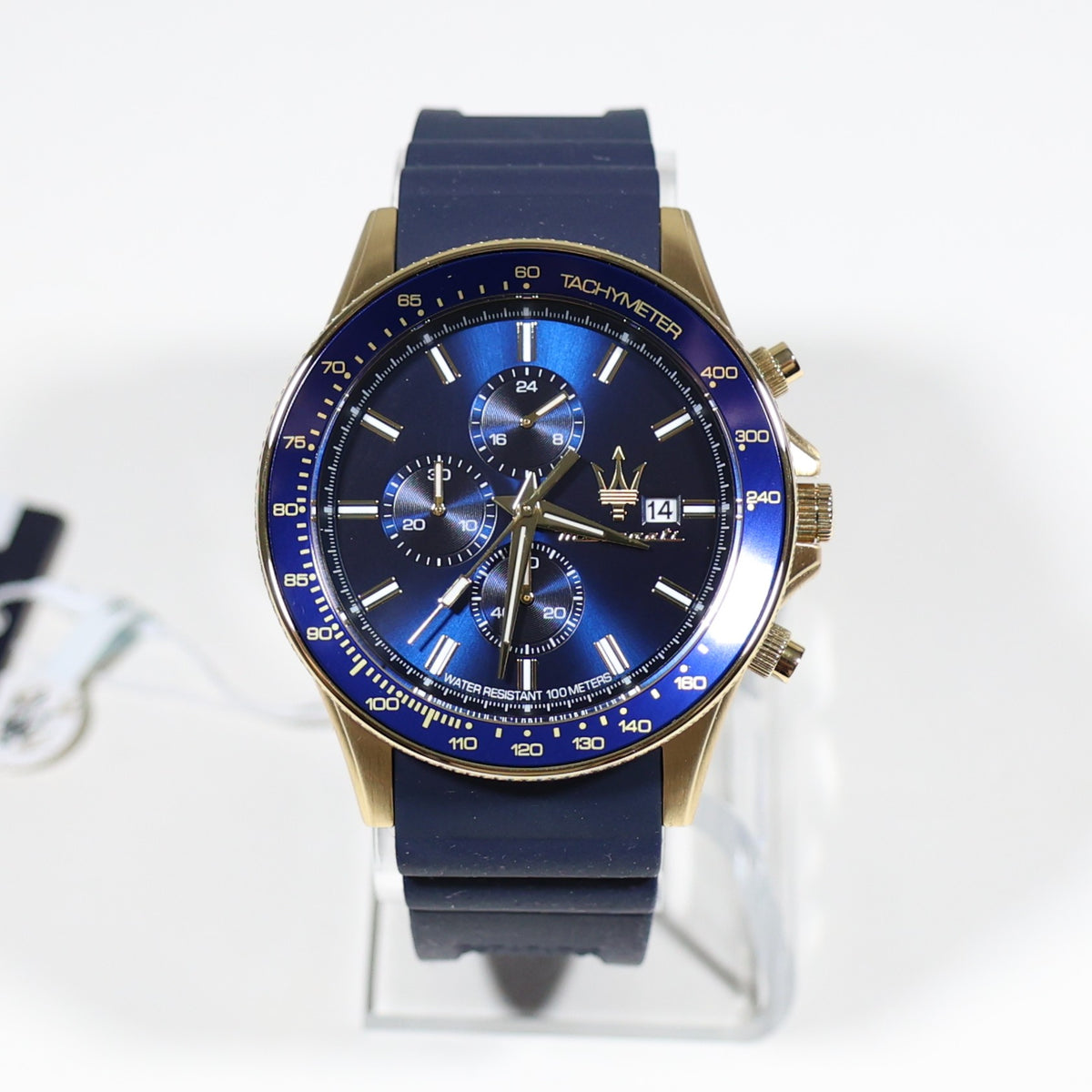 Maserati Sfida Blue Dial Gold Tone Men's Chronograph Watch R8871640004