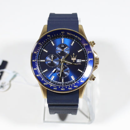 Maserati Sfida Blue Dial Gold Tone Men's Chronograph Watch R8871640004