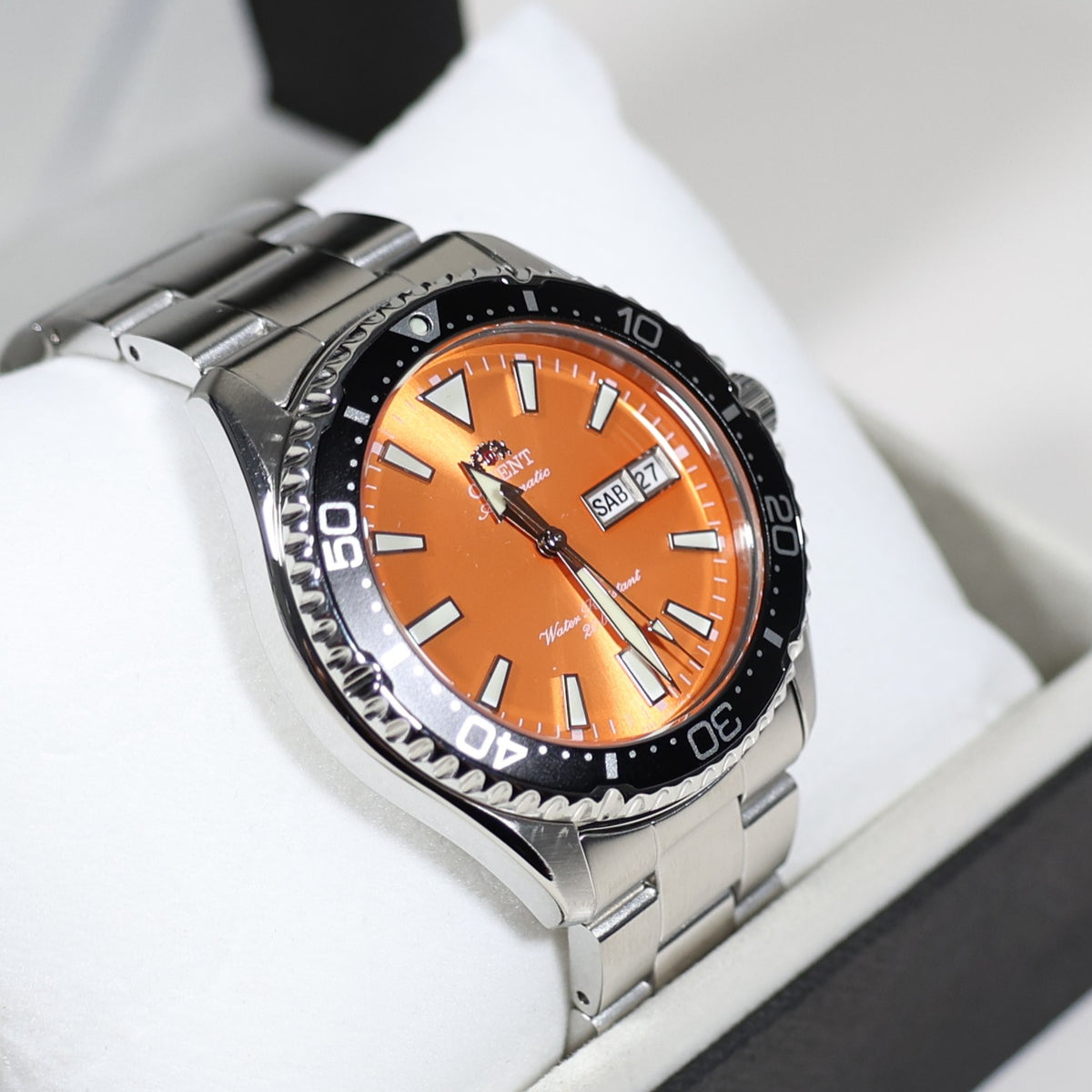 Orient Mako Stainless Steel Orange Dial Diver Men's Watch RA-AA0826Y