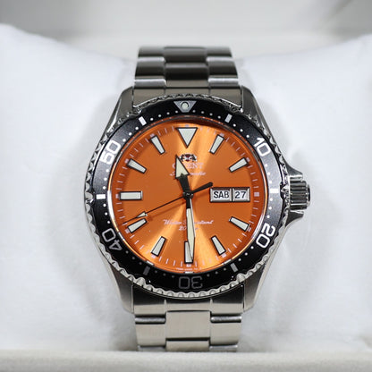Orient Mako Stainless Steel Orange Dial Diver Men's Watch RA-AA0826Y