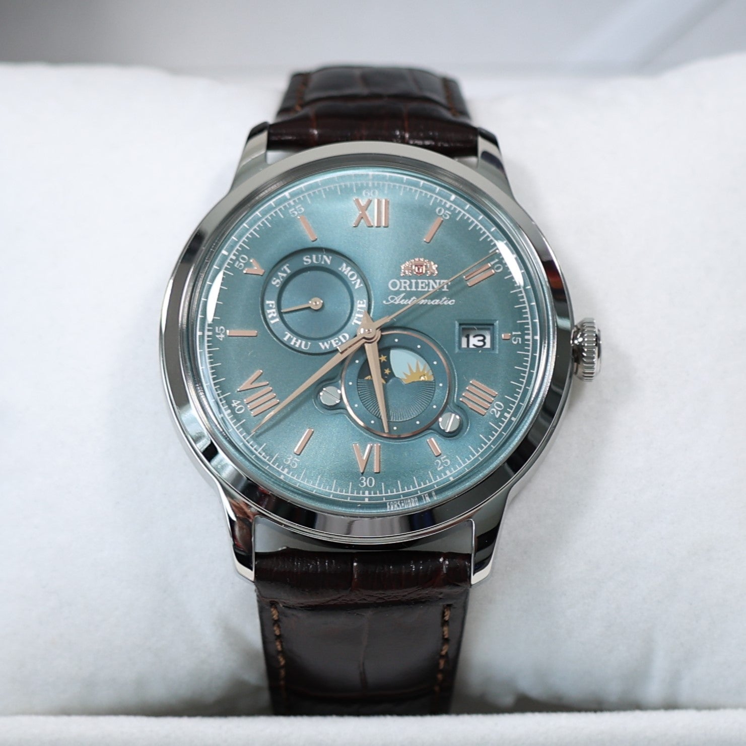 Orient Automatic Sun and Moon Green Dial Men's Watch RA-AK0805E
