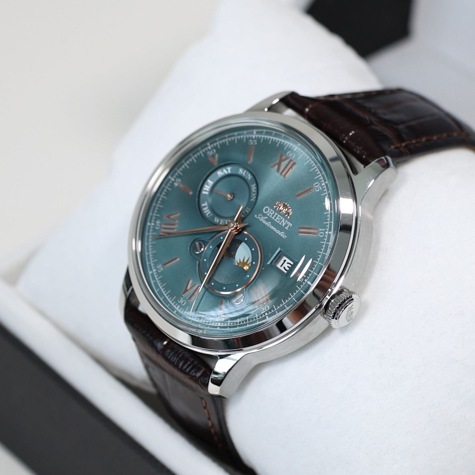Orient Automatic Sun and Moon Green Dial Men's Watch RA-AK0805E
