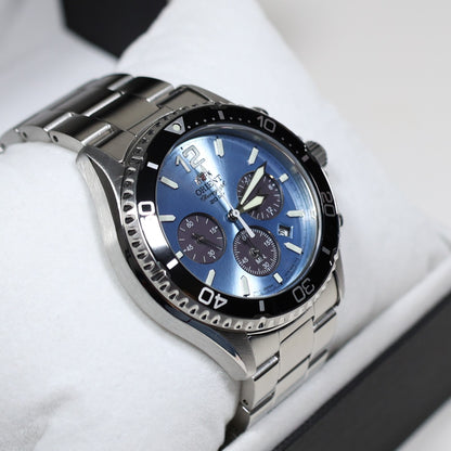 Orient Sports Mako Solar Blue Dial Men's Stainless Steel Watch RA-TX0206L10B