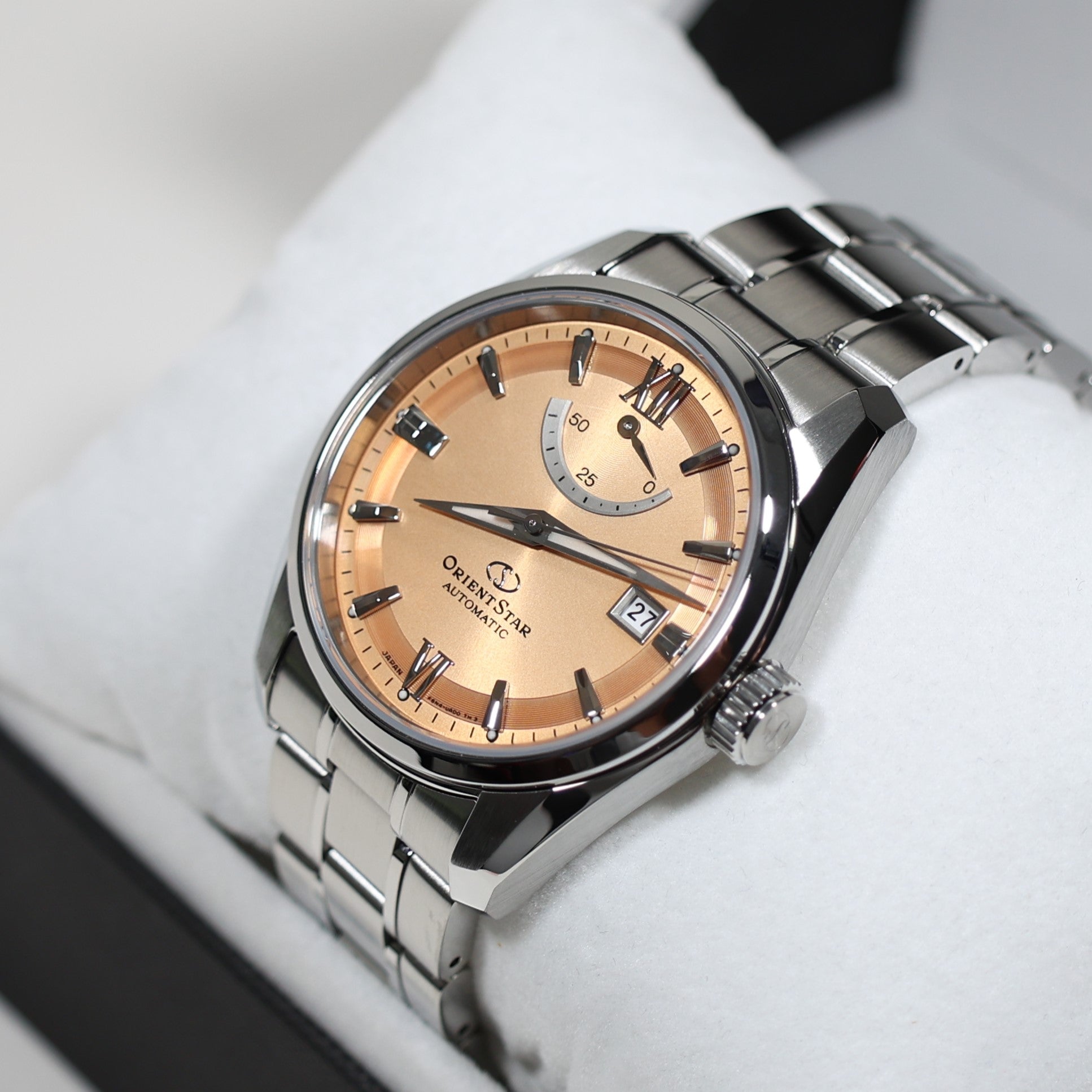 Orient Star Automatic Salmon Dial Stainless Steel Men's Watch RE-AU0108G00B