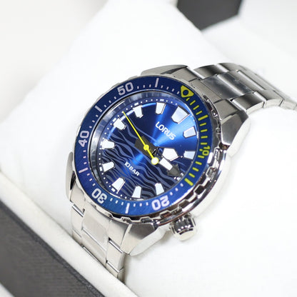 Lorus Men's Diver Blue Dial Stainless Steel Sports Watch RH947RX9