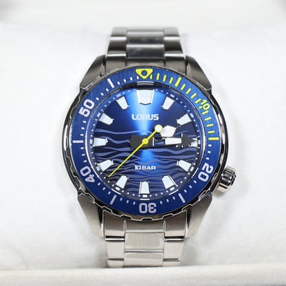 Lorus Men's Diver Blue Dial Stainless Steel Sports Watch RH947RX9