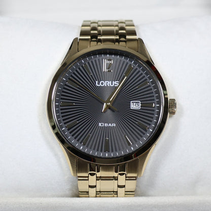 Lorus Classic Gold Tone Men's Black Dial Quartz Watch RH994RX9