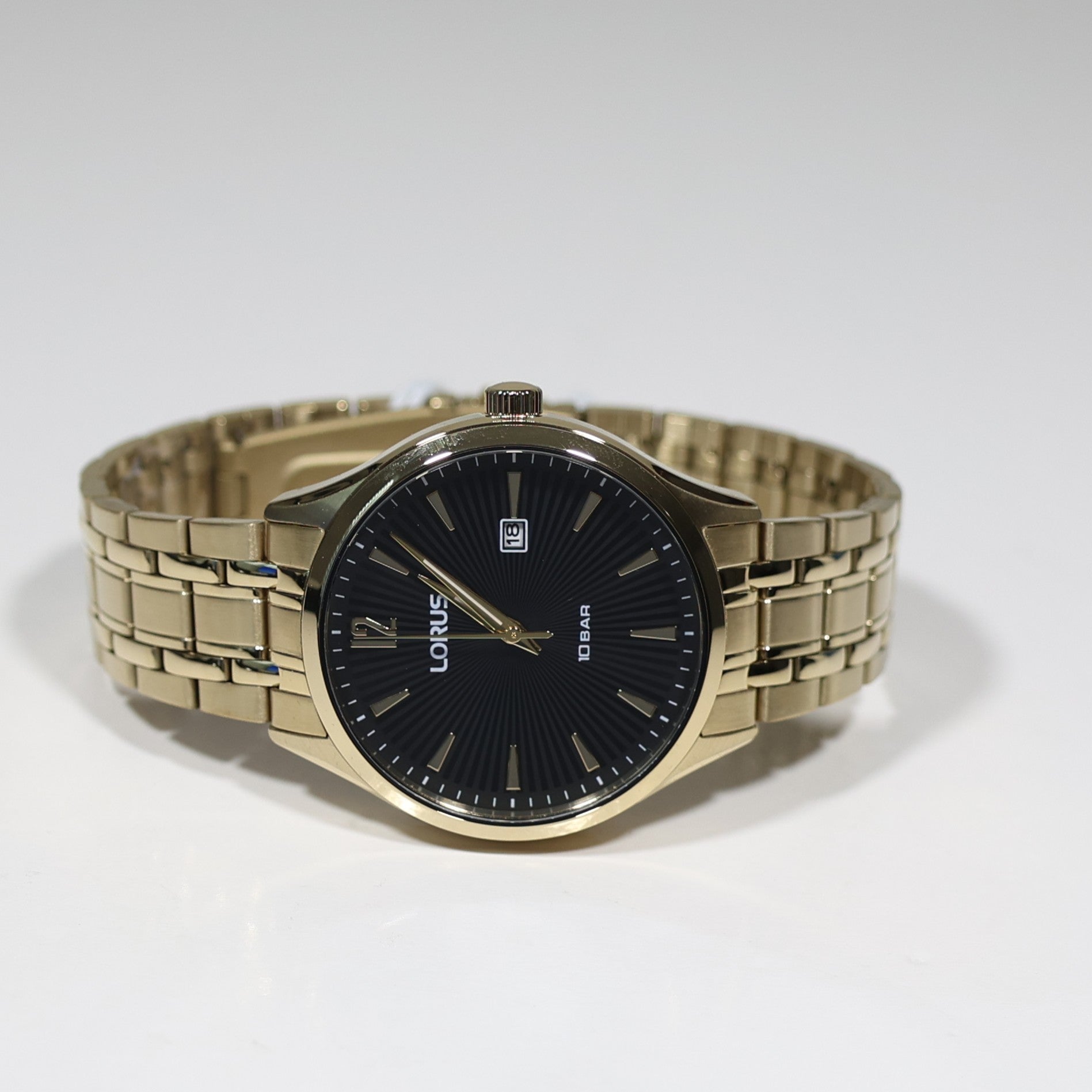 Lorus Classic Gold Tone Men's Black Dial Quartz Watch RH994RX9