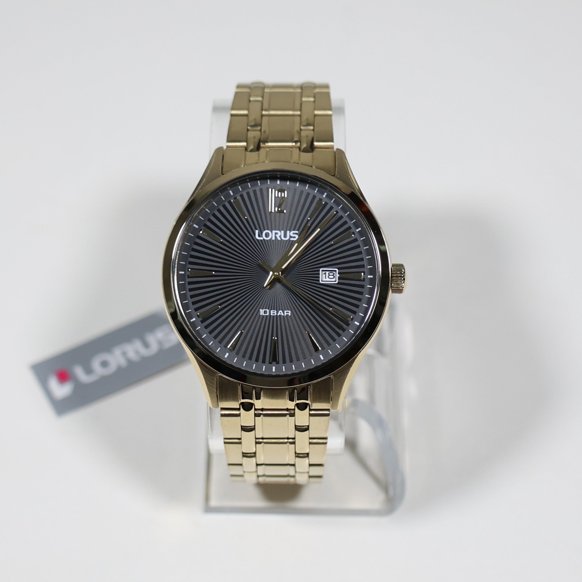 Lorus Classic Gold Tone Men's Black Dial Quartz Watch RH994RX9