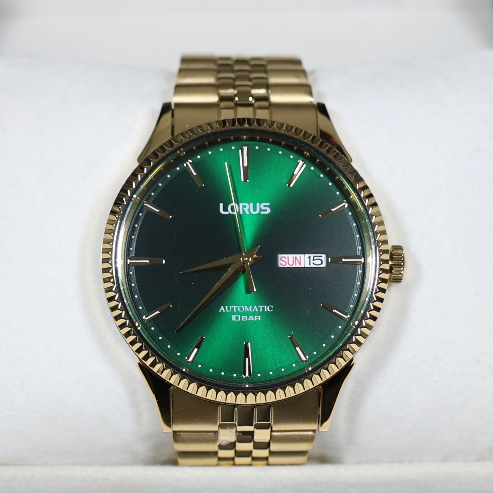 Lorus Classic Mens Gold Tone Green Dial Automatic Watch RL468AX9