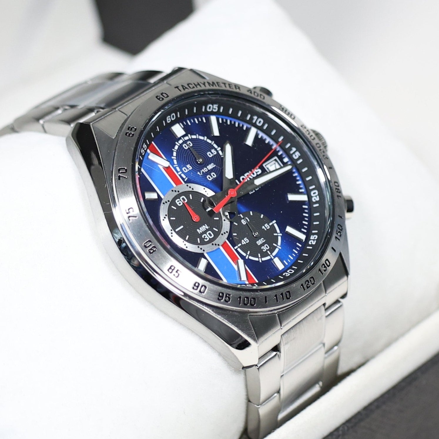 Lorus Stainless Steel Blue Dial Chronograph Men's Sports Watch RM393JX9