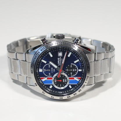 Lorus Stainless Steel Blue Dial Chronograph Men's Sports Watch RM393JX9