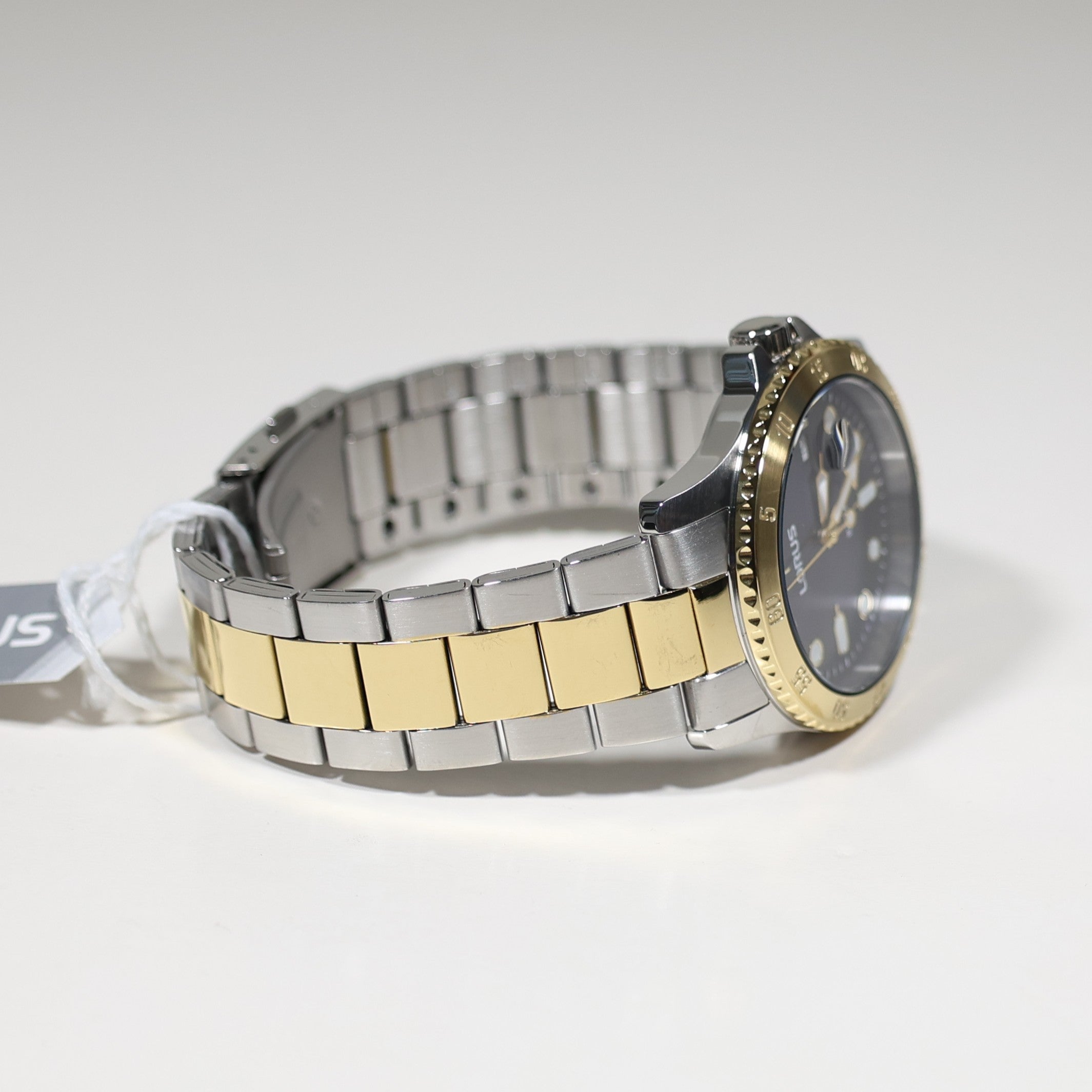 Lorus Men's Sports Two Tone Blue Dial Stainless Steel Watch RS970DX9