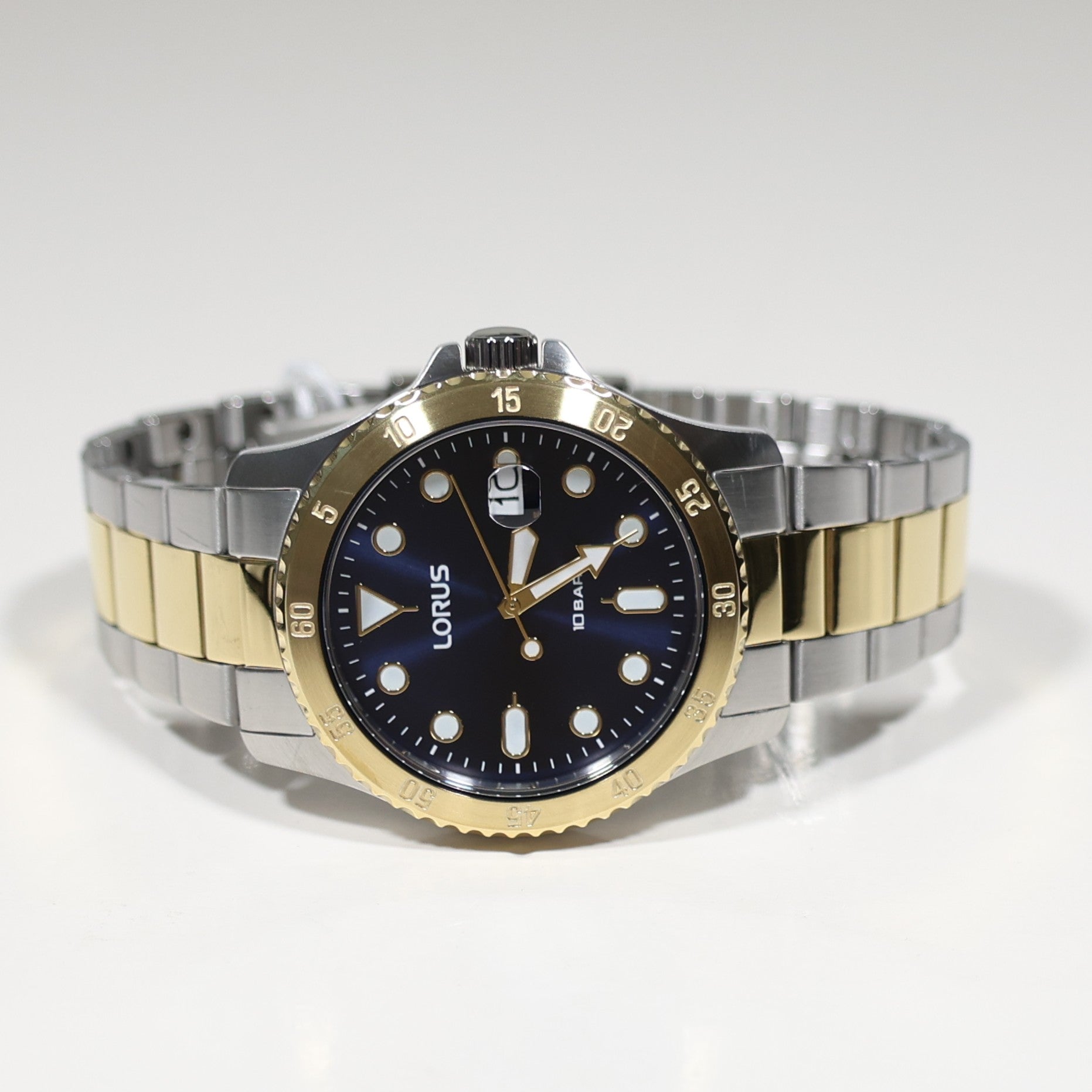 Lorus Men's Sports Two Tone Blue Dial Stainless Steel Watch RS970DX9