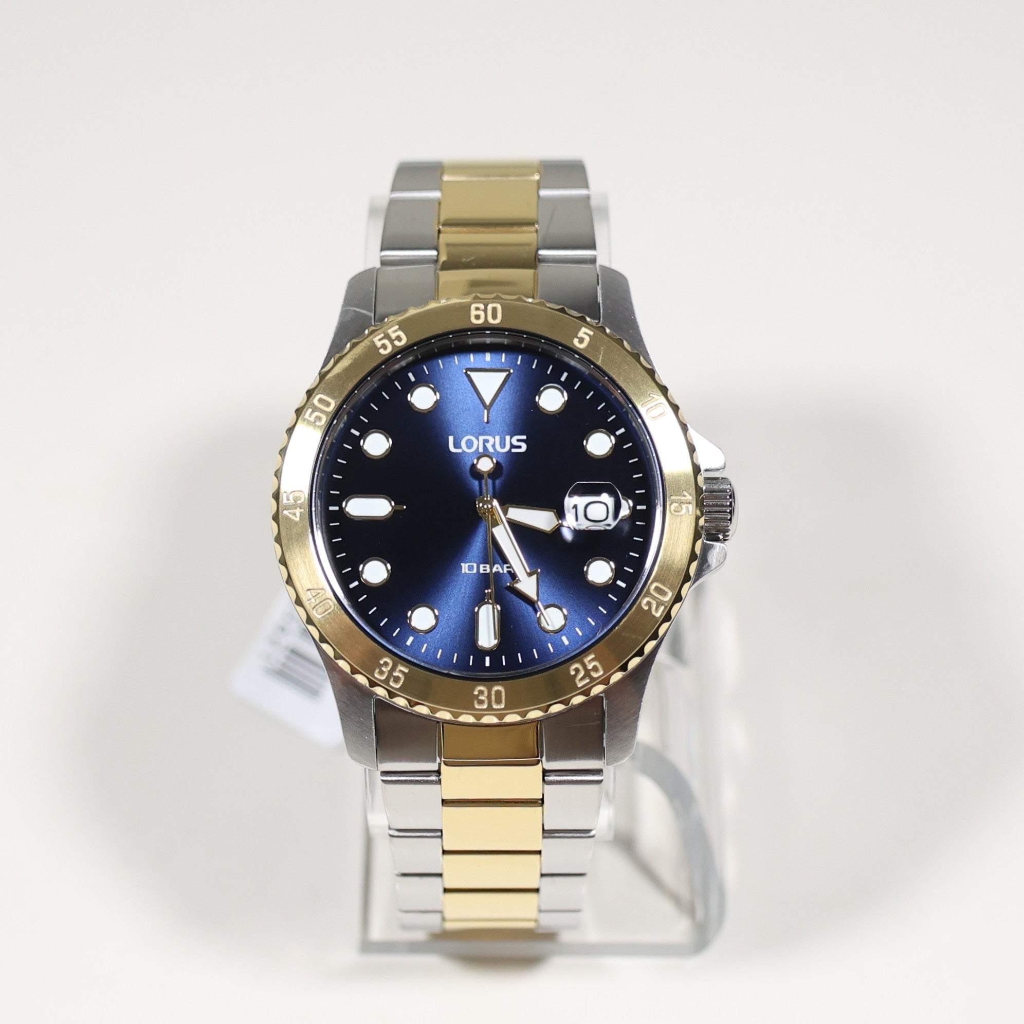 Lorus Men's Sports Two Tone Blue Dial Stainless Steel Watch RS970DX9