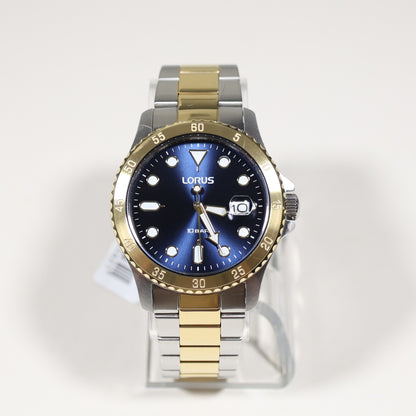 Lorus Men's Sports Two Tone Blue Dial Stainless Steel Watch RS970DX9