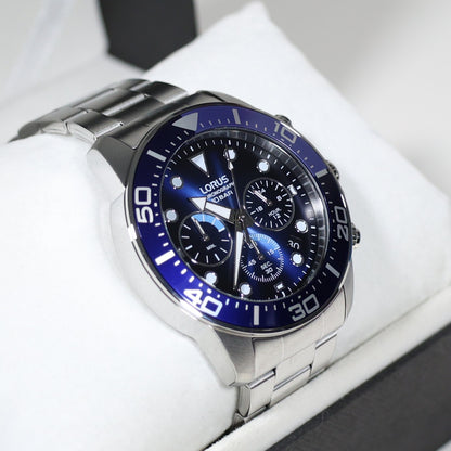 Lorus Stainless Steel Blue Dial Men's Chronograph Watch RT343JX9