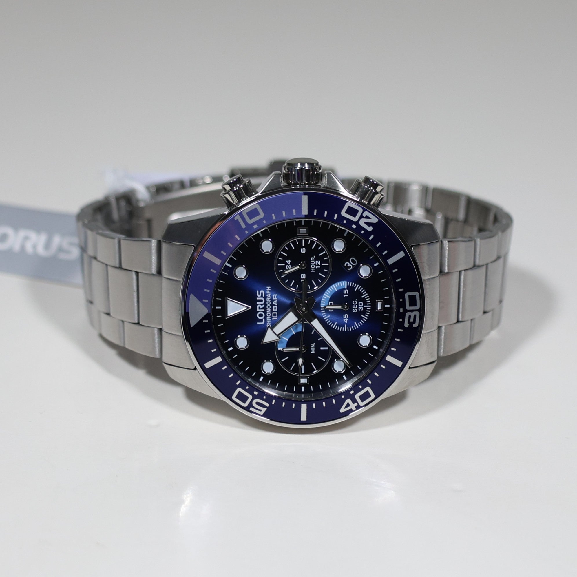 Lorus Stainless Steel Blue Dial Men's Chronograph Watch RT343JX9
