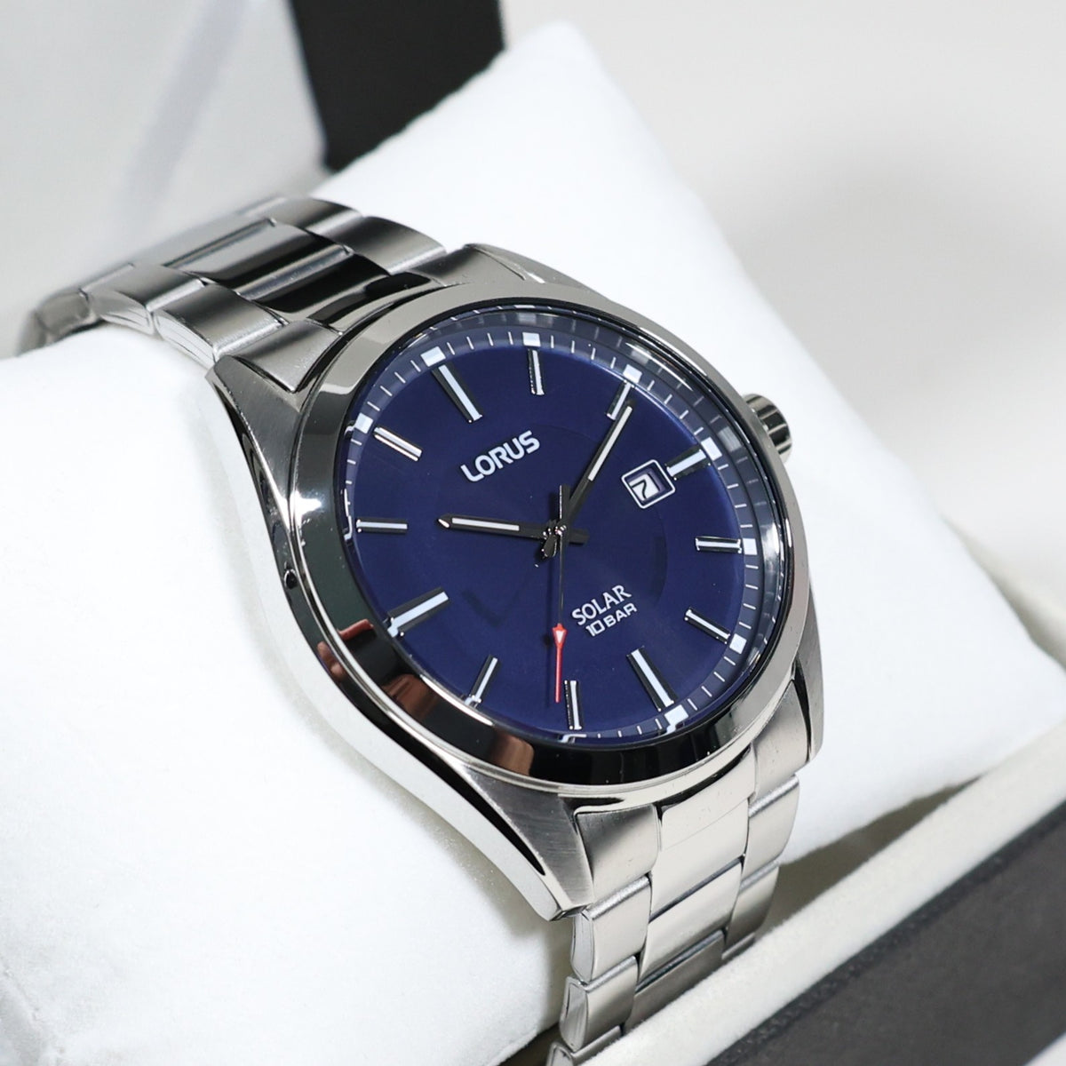 Lorus Stainless Steel Men's Blue Dial Solar Dress Watch RX329AX9 - Chronobuy