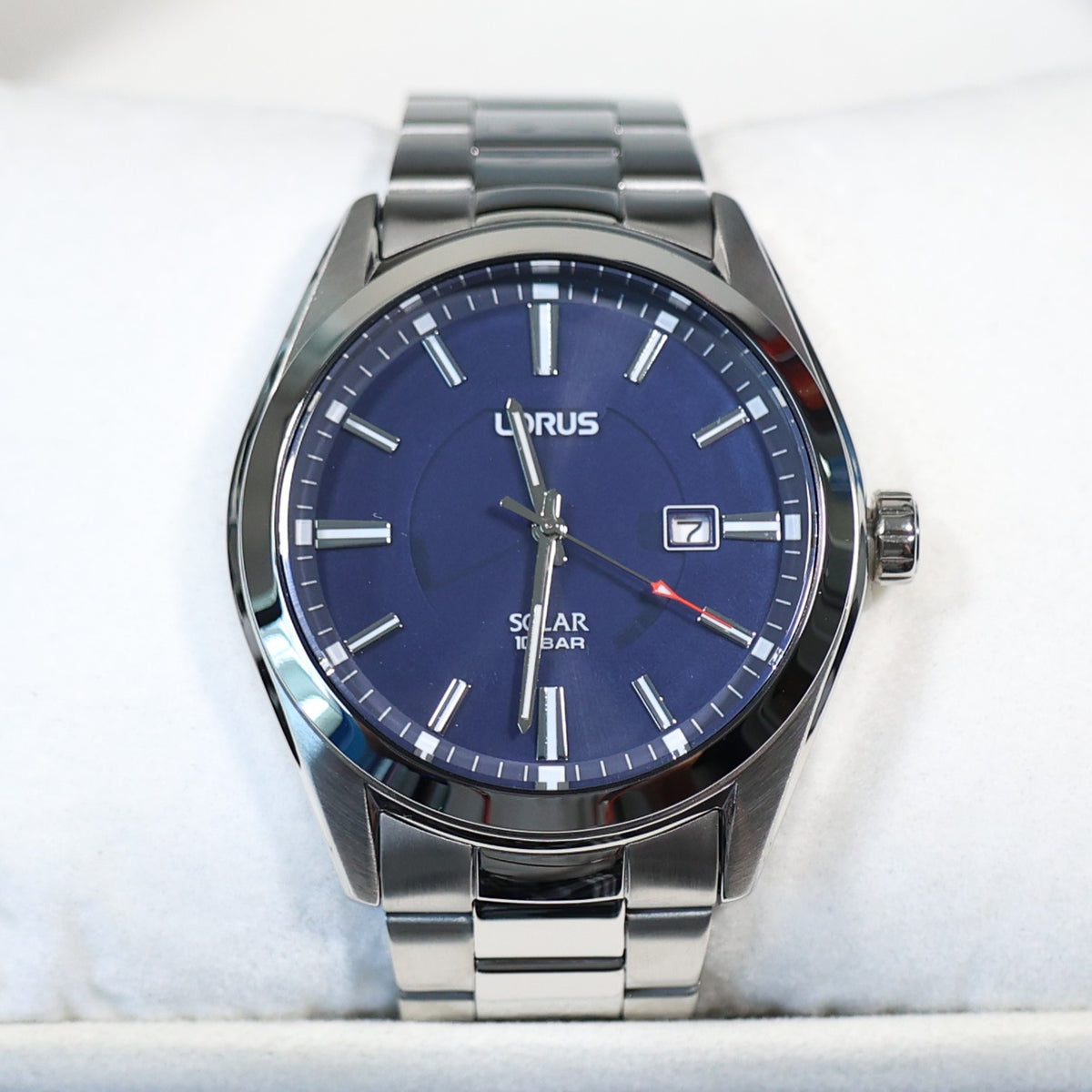 Lorus Stainless Steel Men's Blue Dial Solar Dress Watch RX329AX9