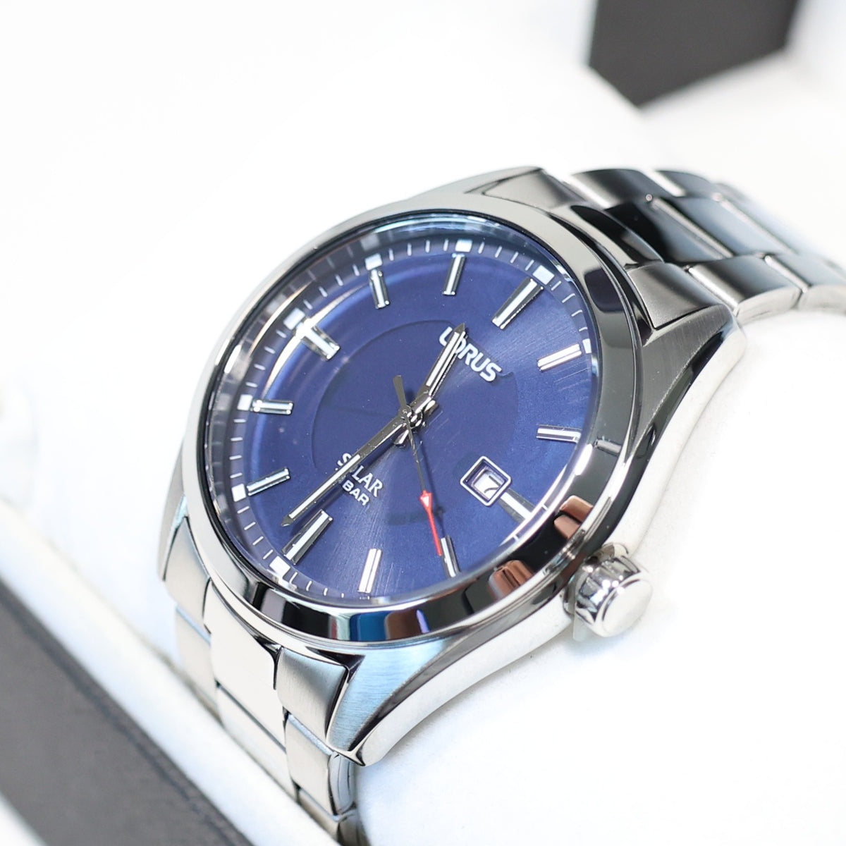 Lorus Stainless Steel Men's Blue Dial Solar Dress Watch RX329AX9
