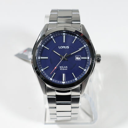 Lorus Stainless Steel Men's Blue Dial Solar Dress Watch RX329AX9 - Chronobuy