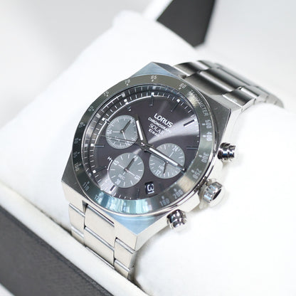 Lorus Stainless Steel Solar Gray Dial Chronograph Men's Watch RZ519AX9