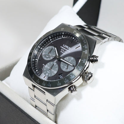 Lorus Stainless Steel Solar Gray Dial Chronograph Men's Watch RZ519AX9 - Chronobuy