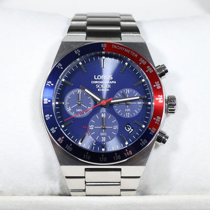 Lorus Stainless Steel Solar Blue Dial Chronograph Men's Watch RZ521AX9
